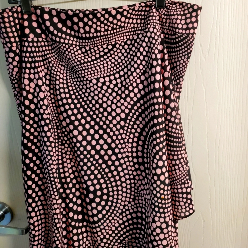 A Line Women's Navy Skirt with Pink Dots